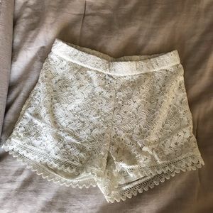 White lace shorts